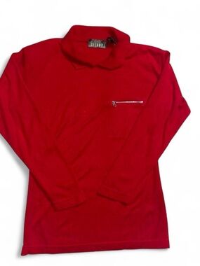 Gitano Bright Red Sweater Top with Chest Zip Accent